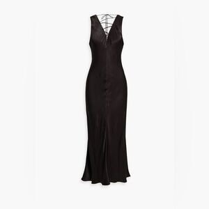 Frame Lace-Up Satin - Jacquard Maxi Dress in Black